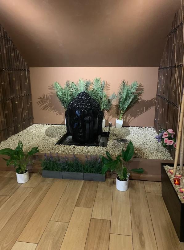 Buddha fountain and zen garden